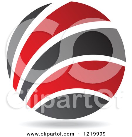 Clipart of a Red and Black Sphere - Royalty Free Vector Illustration by cidepix
