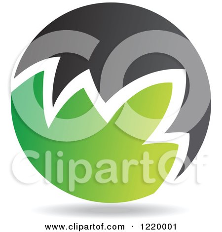 Clipart of a Green and Black Sphere 2 - Royalty Free Vector Illustration by cidepix