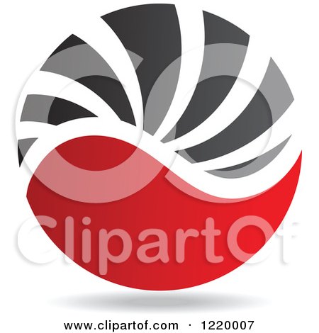 Clipart of a Red and Black Sphere 4 - Royalty Free Vector Illustration by cidepix