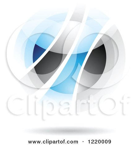 Clipart of a Blue and Black Globe Icon 3 - Royalty Free Vector Illustration by cidepix