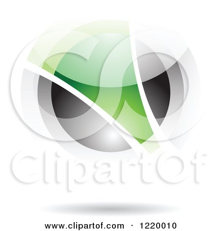 Clipart of a Green and Black Sphere 4 - Royalty Free Vector Illustration by cidepix