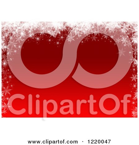 Clipart of a Red Christmas Background Bordered in White Snowflakes - Royalty Free Illustration by KJ Pargeter