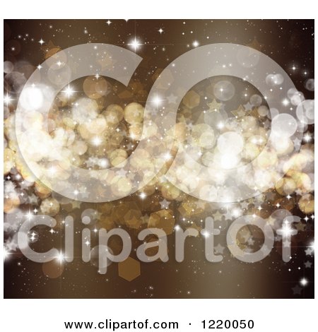 Clipart of a Brown Sparkly Bokeh Christmas Background - Royalty Free Illustration by KJ Pargeter