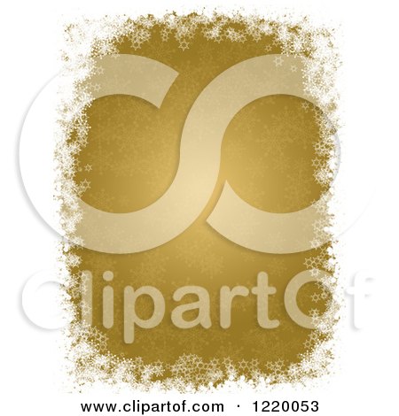 Clipart of a Gold Christmas Background Bordered in White Snowflakes - Royalty Free Illustration by KJ Pargeter