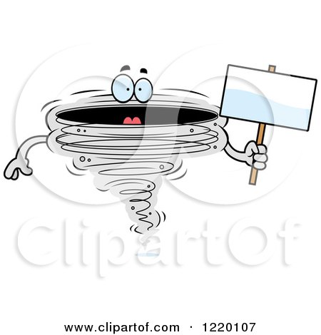 Clipart of a Tornado Mascot Holding a Sign - Royalty Free Vector Illustration by Cory Thoman