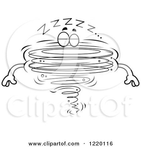Clipart of a Black and White Sleeping Tornado Mascot - Royalty Free Vector Illustration by Cory Thoman