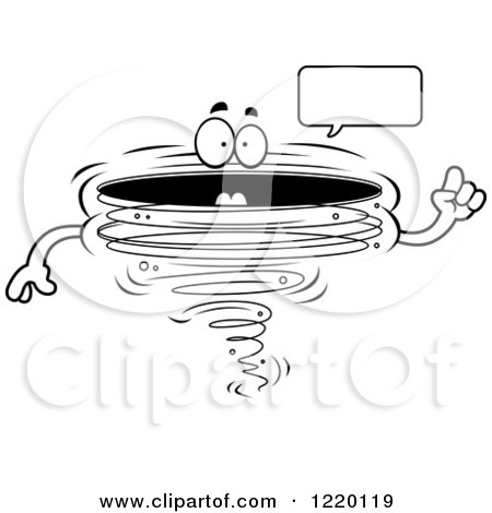 Clipart of a Black and White Talking Tornado Mascot - Royalty Free Vector Illustration by Cory Thoman