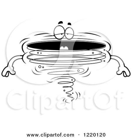 Clipart of a Black and White Tired Tornado Mascot - Royalty Free Vector Illustration by Cory Thoman