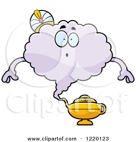 Clipart of a Surprised Magic Genie Mascot - Royalty Free Vector Illustration by Cory Thoman