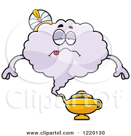 Clipart of a Sick Magic Genie Mascot - Royalty Free Vector Illustration by Cory Thoman