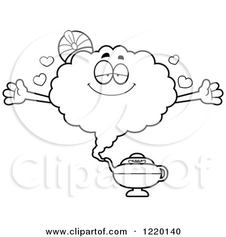 Clipart of a Black and White Loving Magic Genie Mascot - Royalty Free Vector Illustration by Cory Thoman