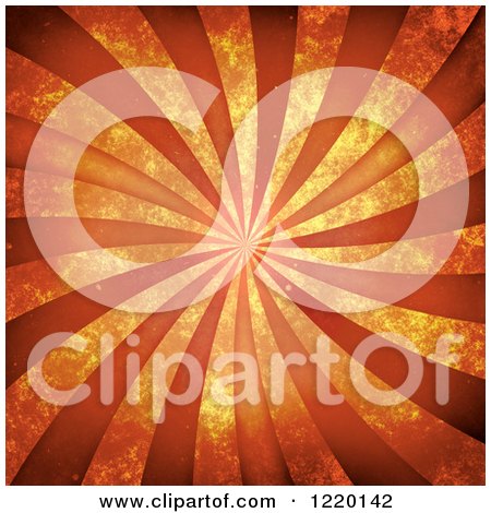 Clipart of a Retro Background of Orange Rays and Distressed Texture - Royalty Free Illustration by Arena Creative