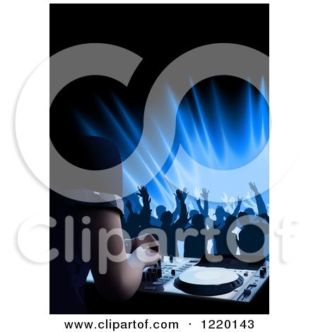 Clipart of Silhouetted Dancers and a Dj Mixing a Record at a Club - Royalty Free Vector Illustration by dero