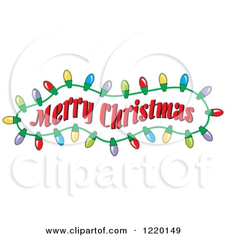 Clipart of a Merry Christmas Greeting in a Frame of Lights - Royalty Free Vector Illustration by Johnny Sajem