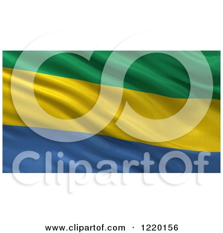 Clipart of a 3d Waving Flag of Gabon with Rippled Fabric - Royalty Free Illustration by stockillustrations