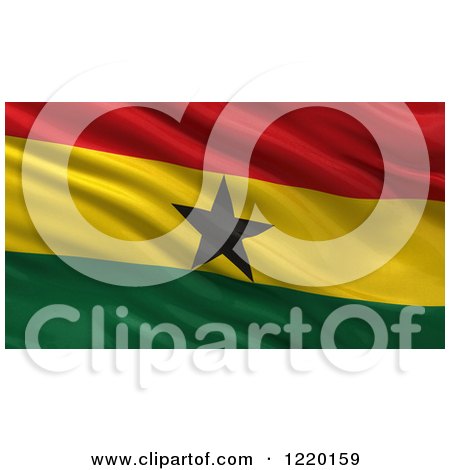 Clipart of a 3d Waving Flag of Ghana with Rippled Fabric - Royalty Free Illustration by stockillustrations