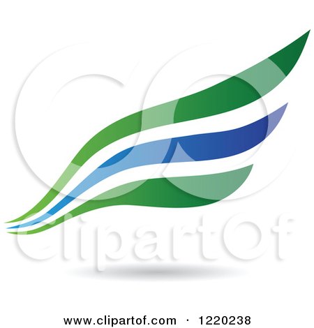 Clipart of a Green and Blue Wing Icon - Royalty Free Vector Illustration by cidepix