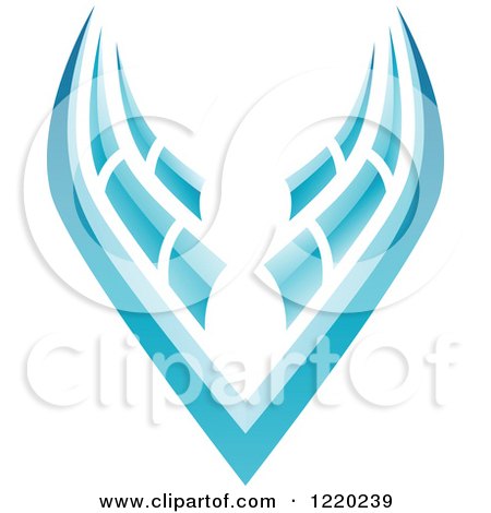 Clipart of a Pair of Blue Wings 2 - Royalty Free Vector Illustration by cidepix
