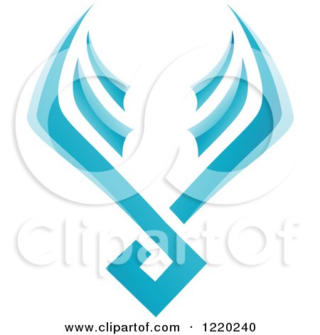Clipart of a Pair of Blue Wings - Royalty Free Vector Illustration by cidepix