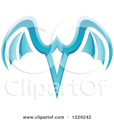 Clipart of a Pair of Blue Wings 5 - Royalty Free Vector Illustration by cidepix