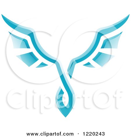 Clipart of a Pair of Blue Wings 6 - Royalty Free Vector Illustration by cidepix