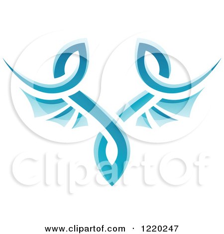 Clipart of a Pair of Blue Wings 3 - Royalty Free Vector Illustration by cidepix