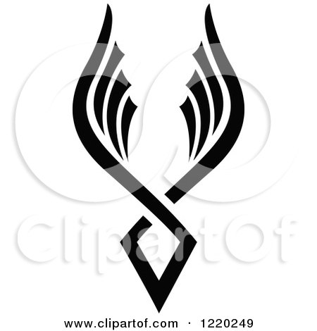Clipart of a Pair of Black and White Wings 7 - Royalty Free Vector Illustration by cidepix