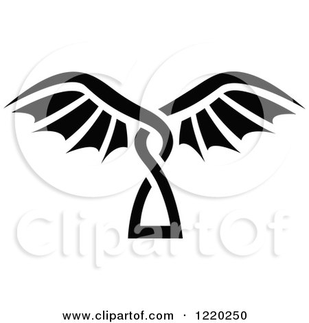Clipart of a Pair of Black and White Wings 8 - Royalty Free Vector Illustration by cidepix