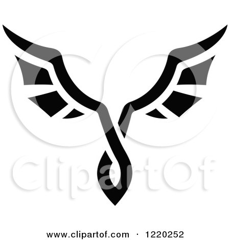Clipart of a Pair of Black and White Wings 6 - Royalty Free Vector Illustration by cidepix