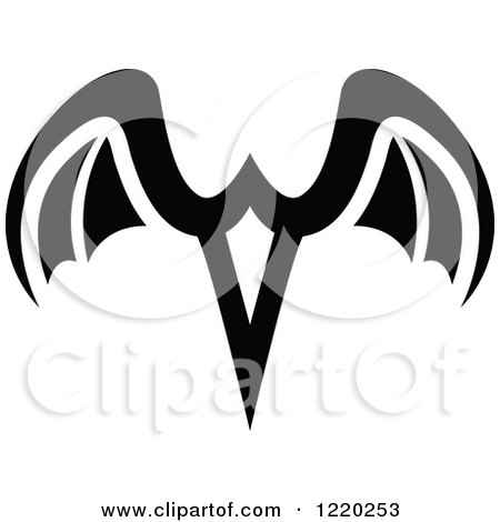 Clipart of a Pair of Black and White Wings 5 - Royalty Free Vector Illustration by cidepix