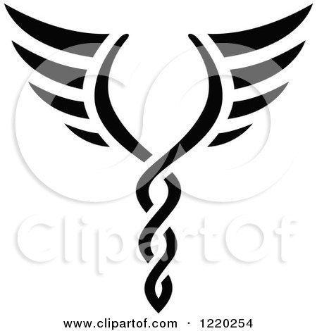 Clipart of a Pair of Black and White Wings 4 - Royalty Free Vector Illustration by cidepix
