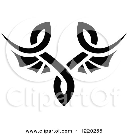 Clipart of a Pair of Black and White Wings 3 - Royalty Free Vector Illustration by cidepix