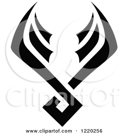 Clipart of a Pair of Black and White Wings - Royalty Free Vector Illustration by cidepix