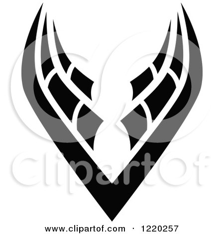 Clipart of a Pair of Black and White Wings 2 - Royalty Free Vector Illustration by cidepix