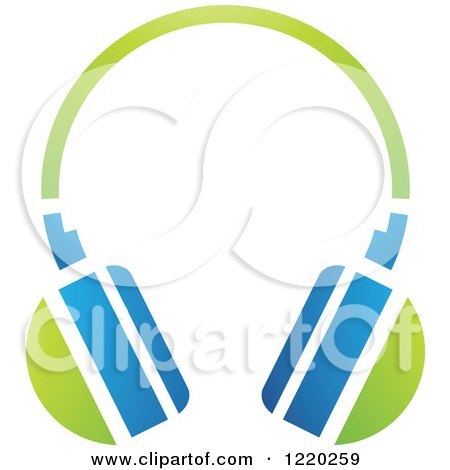 Clipart of Green and Blue Headphones - Royalty Free Vector Illustration by cidepix