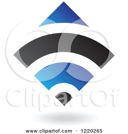 Clipart of a Blue and Black Abstract Diamond Icon 2 - Royalty Free Vector Illustration by cidepix