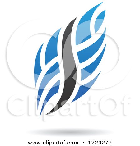 Clipart of a Blue and Black Abstract Flame Icon - Royalty Free Vector Illustration by cidepix