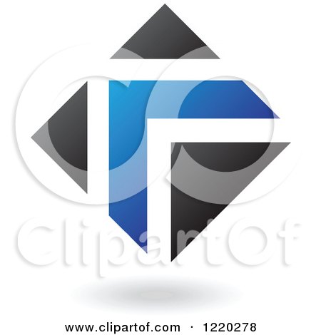 Clipart of a Blue and Black Abstract Diamond Icon 4 - Royalty Free Vector Illustration by cidepix