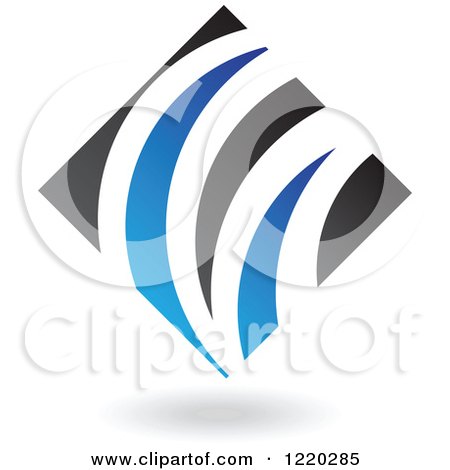 Clipart of a Blue and Black Abstract Diamond Icon 3 - Royalty Free Vector Illustration by cidepix