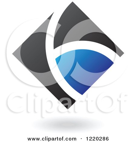 Clipart of a Blue and Black Abstract Diamond Icon - Royalty Free Vector Illustration by cidepix