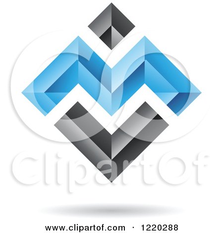 Clipart of a 3d Blue and Black Abstract Icon - Royalty Free Vector Illustration by cidepix