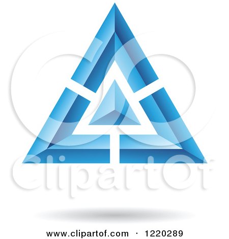 Clipart of a 3d Blue and Black Triangle Icon - Royalty Free Vector Illustration by cidepix