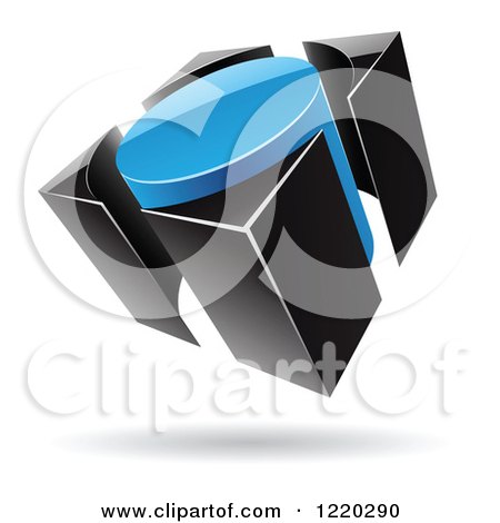 Clipart of a 3d Blue and Black Button Icon - Royalty Free Vector Illustration by cidepix