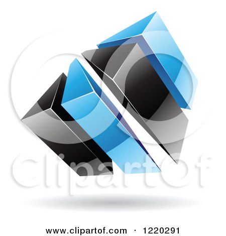 Clipart of a 3d Blue and Black Abstract Icon - Royalty Free Vector Illustration by cidepix
