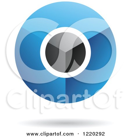 Clipart of a 3d Blue and Black Target Icon - Royalty Free Vector Illustration by cidepix