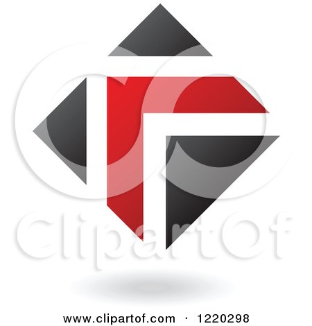 Clipart of a Black and Red Abstract Diamond 8 - Royalty Free Vector Illustration by cidepix