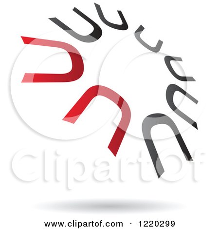 Clipart of a Floating Abstract Red and Black Icon 2 - Royalty Free Vector Illustration by cidepix