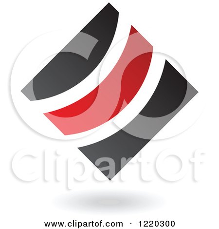 Clipart of a Black and Red Abstract Diamond 6 - Royalty Free Vector Illustration by cidepix