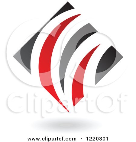 Clipart of a Black and Red Abstract Diamond 7 - Royalty Free Vector Illustration by cidepix