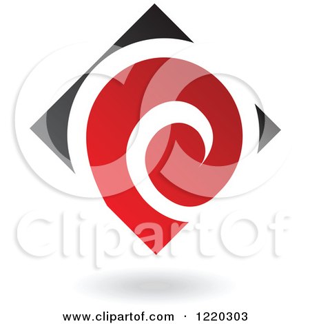 Clipart of a Black and Red Abstract Diamond 5 - Royalty Free Vector Illustration by cidepix